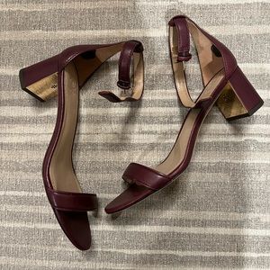 Tory Burch Cecile burgundy leather block heel sandal